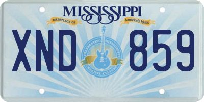 MS license plate XND859