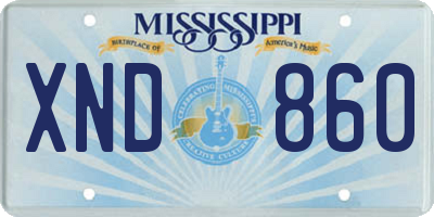 MS license plate XND860