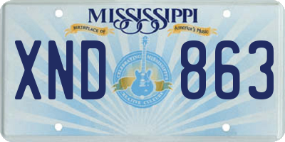 MS license plate XND863