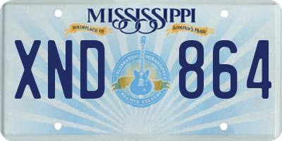 MS license plate XND864