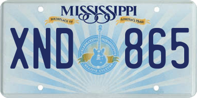 MS license plate XND865