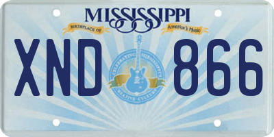 MS license plate XND866