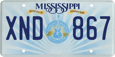MS license plate XND867