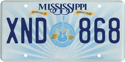 MS license plate XND868