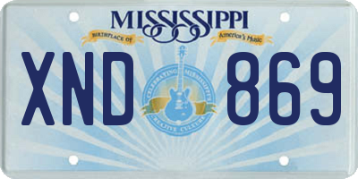 MS license plate XND869