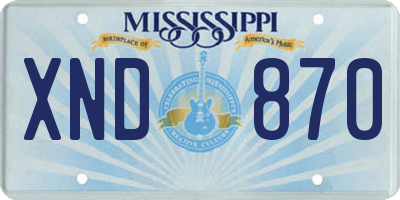 MS license plate XND870