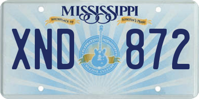 MS license plate XND872