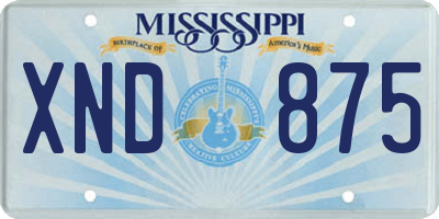 MS license plate XND875