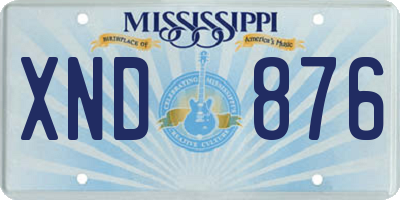 MS license plate XND876