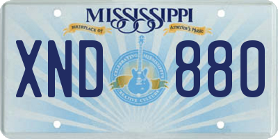MS license plate XND880