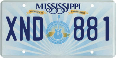 MS license plate XND881