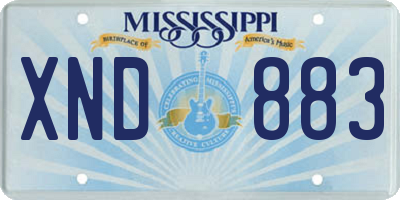 MS license plate XND883
