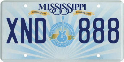 MS license plate XND888