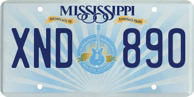 MS license plate XND890