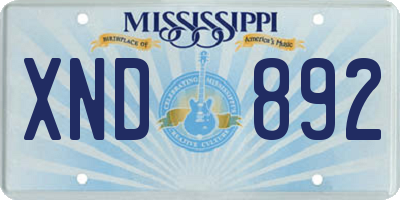 MS license plate XND892