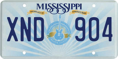 MS license plate XND904