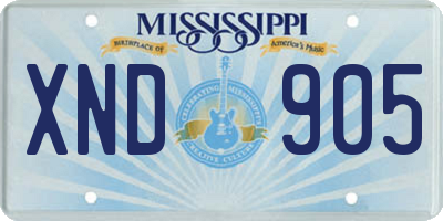 MS license plate XND905