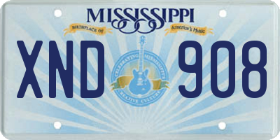 MS license plate XND908