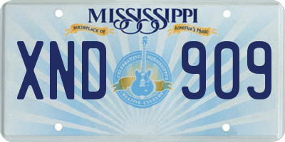 MS license plate XND909