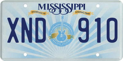 MS license plate XND910