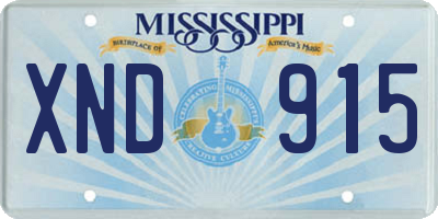 MS license plate XND915