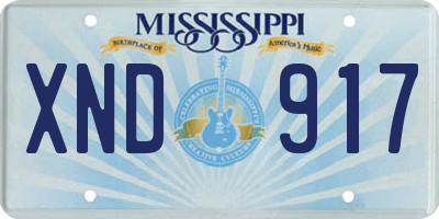 MS license plate XND917