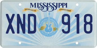 MS license plate XND918