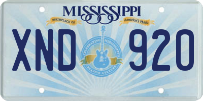 MS license plate XND920