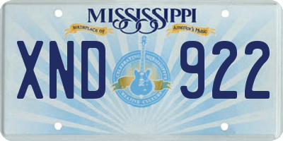 MS license plate XND922