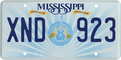 MS license plate XND923