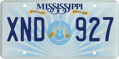 MS license plate XND927