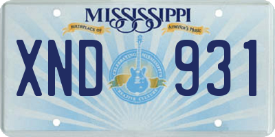 MS license plate XND931