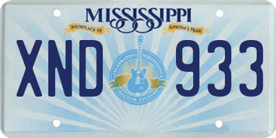 MS license plate XND933