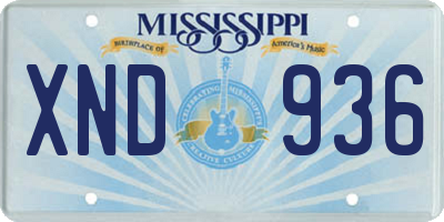MS license plate XND936