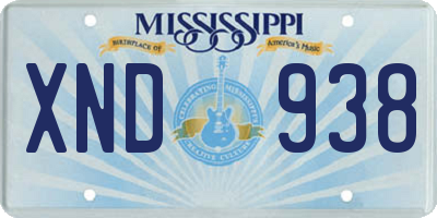 MS license plate XND938