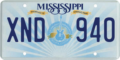 MS license plate XND940