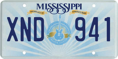 MS license plate XND941