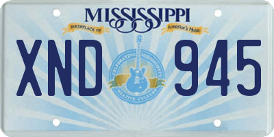 MS license plate XND945