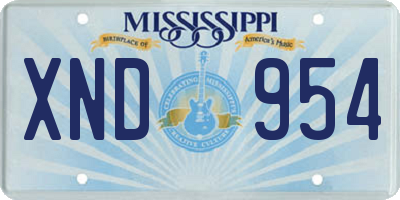 MS license plate XND954