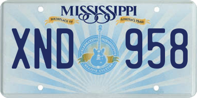 MS license plate XND958