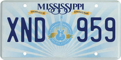 MS license plate XND959