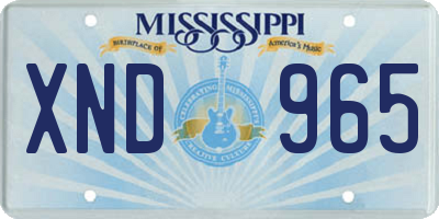 MS license plate XND965
