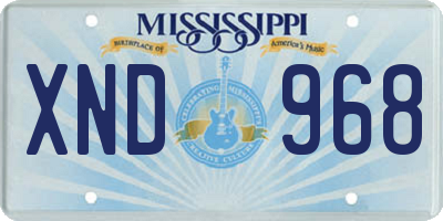 MS license plate XND968