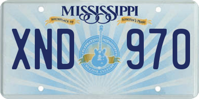 MS license plate XND970