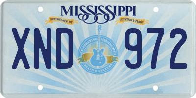 MS license plate XND972