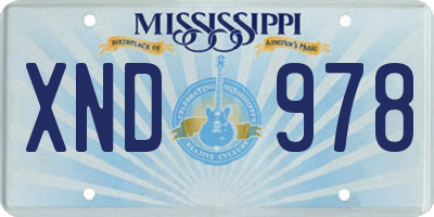 MS license plate XND978