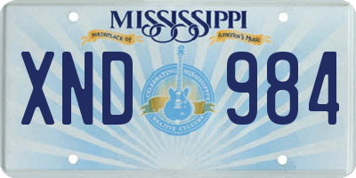 MS license plate XND984