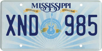 MS license plate XND985