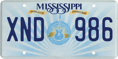 MS license plate XND986