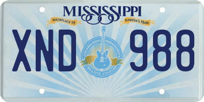 MS license plate XND988
